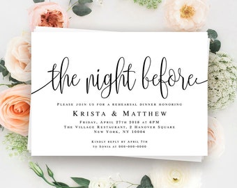 The night before invitation Rehearsal dinner invitation template Pre wedding party invitation Editable invitation Printable templates #vm41