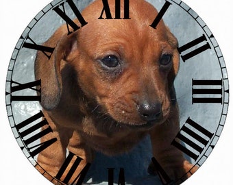 Paper Time Dial - Roman Font with Dachshund Pup