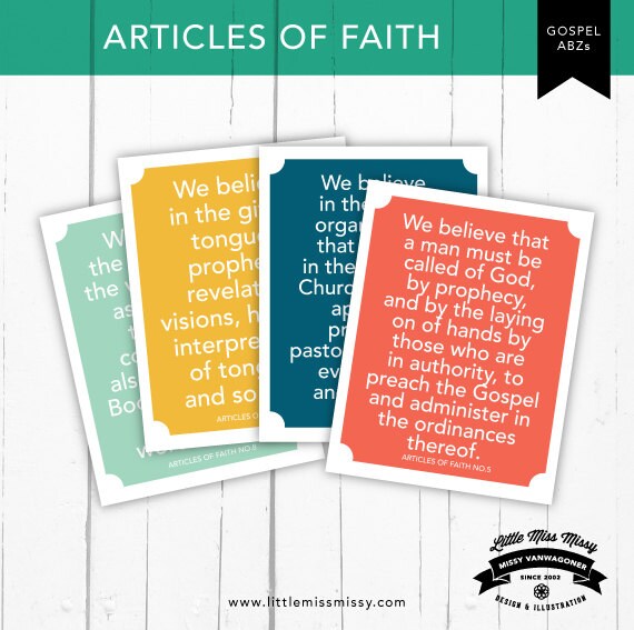 Articles of Faith Poster Printables 8.5x11 Instant