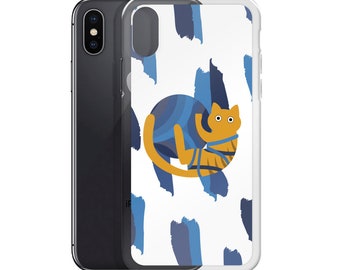 Orange Cat Blue Yarn iPhone Case
