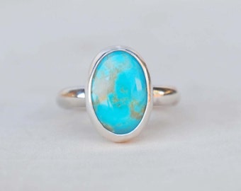 Turquoise Ring Sterling Silver - Silver Turquoise Ring - Turquoise Jewelry (MADE TO ORDER)