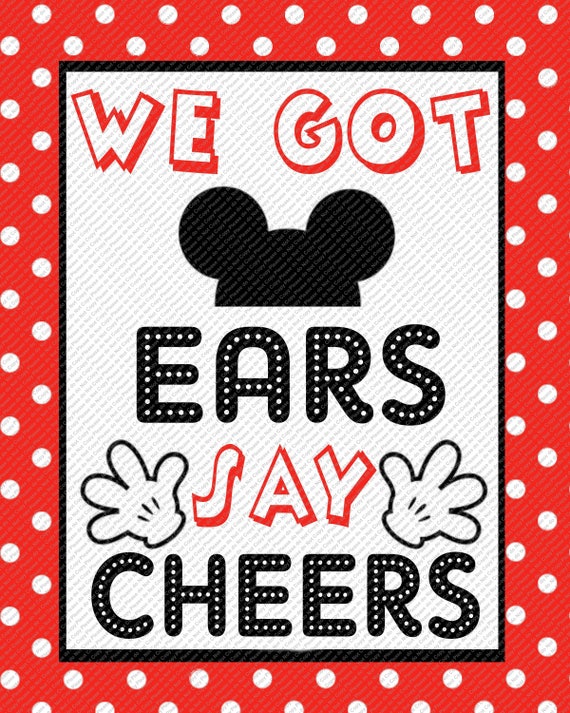 We Got Ears Say Cheers Red/Black/Polka Dot Mickey Mouse Head