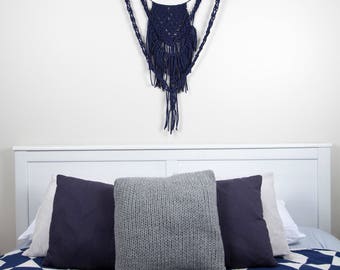 Navy Blue Macrame Wall Hanging