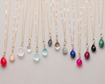 Delicate Bridesmaid Necklace / Gold Birthstone Necklace in 14K Gold Fill, Rose Gold, Sterling Silver / Gemstone Bridesmaid Necklace LN604