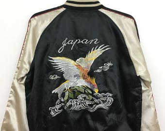 Vintage SUKAJAN Souvenir japonais veste Style traditionnel broderie aigle taille LL