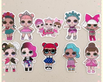 Mix 10pcs set LOL Surprise Doll planar resin, LOL doll resin, LOL doll cabochon, lol doll hair bow center, lol doll embellishment, lol dolls
