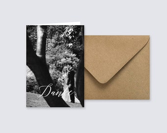 Hochzeit Danke, Danksagungskarte, Foto, Klappkarte, minimalistisch, personalisiert, Kraftpapier, Graphik Design