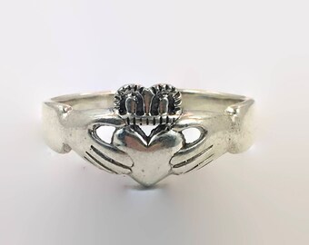 Claddagh Ring, Sterling Silver, Size 14, Vintage Ring, Irish Jewelry, Celtic Ring, 925, Irish Wedding, Heart, Crown, Hands