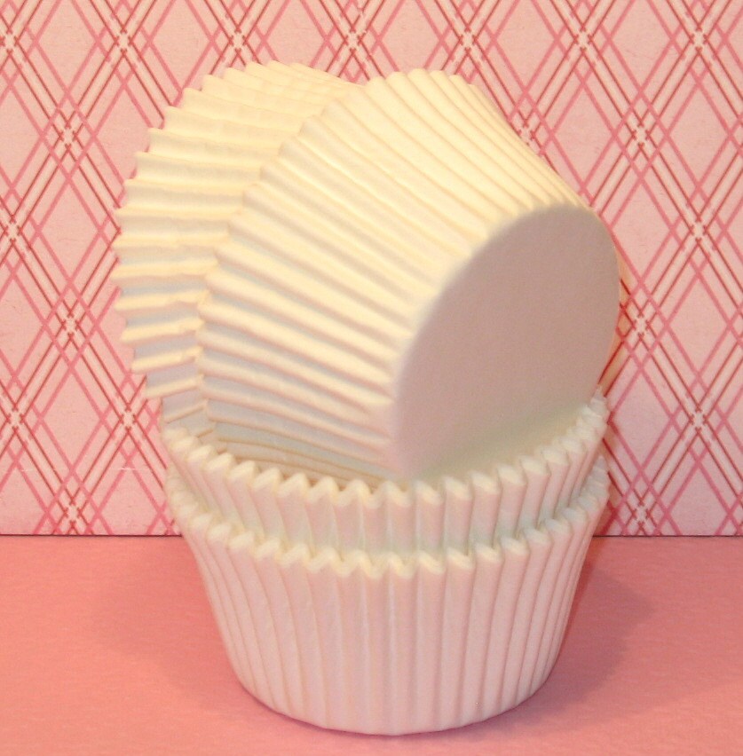 Designer White Heavy Duty Cupcake Liners 40 White Heavy