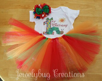 Hungry caterpillar tutu birthday outfit
