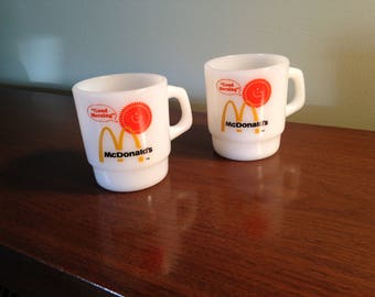 Set of two Vintage Anchor Hocking fire king McDonald's coffee mugs