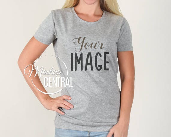 Download Blank Heather Gray Woman's T-Shirt Apparel Mockup Design