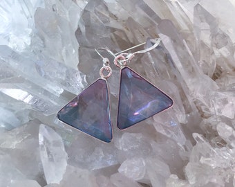 Tanzanite / Lavender Aura Vogel - Star of David Earrings- set in Sterling Silver - A Grade ! Powerful