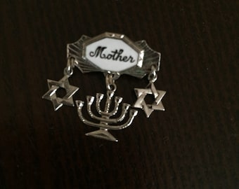 Vintage Mother pin with Menorah and Star of David