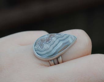 SIZE 6.25-6.5, Crazy Lace Agate Ring, Sterling Silver Crazy Lace Agate Jewelry