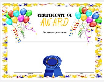 Girls camp certificate printable award certificate INSTANT