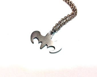 Batman Necklace: stainless steel bat pendant, superhero jewelry