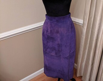 Vintage Purple Suede Leather Skirt