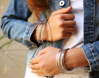 Thin simple bracelet, Womens Bracelet, silver thin bangle bracelet, silver thin bracelet, silver bangle, minimal bracelet, Hammered Bracelet