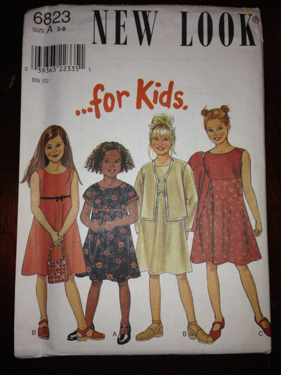 Simplicity New Look 6823 Sewing Pattern 90s Girls Dress and Jacket Size 3-8