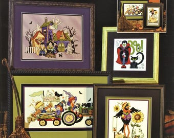 Harvest Haunts - Cross Stitch Booklet/Pattern by STONEY CREEK COLLECTION - Haunted House - Bats - Ghosts - Scarecrow - Vampire - Tractor