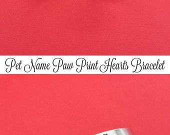 Custom Pet Name, Hand Stamped Bracelet, Aluminum Cuff Bangle, Gift For Her, Pet Memorial Gift, Pet Remembrance, Fur Mom, Pet Sympathy Gift