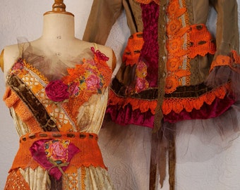Cotton jacket "Zoïa", color chocolate, Art to wear, Unique, Feminine