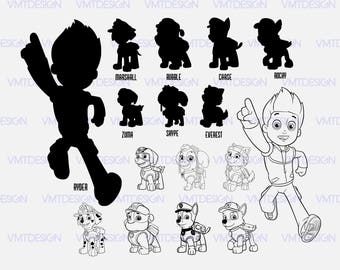 Paw Patrol svg - Paw Patrol sinhouette svg - Paw Patrol stencil svg - Paw Patrol digital clipart files download svg, png, eps, jpg