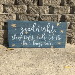 Goodnight Sleep Tight Dont Let The Bed Bugs Bite Quote Wall Hanging Wood Custom