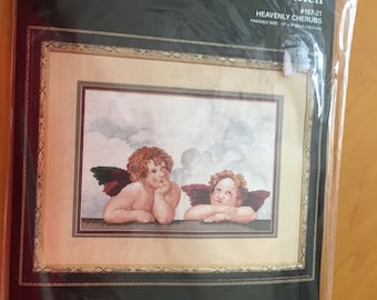 Counted Cross Stitch Kit HEAVENLY CHERUBS By: janlynn Corp