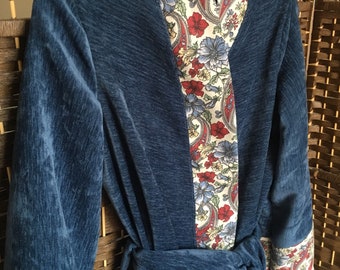 Blue Handmade vintage style dressing gown