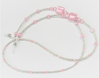 Eyeglass Chain. Eyeglass Leash. PINK FOIL Glasses Holder Leash. Adjustable Eyeglass Clasps. Free USA Shipping.