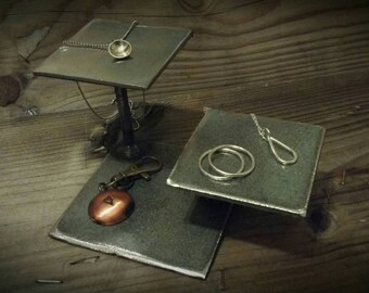 Tiered welded display. Mild steel. By Wocky jewellery. Craft fair display.