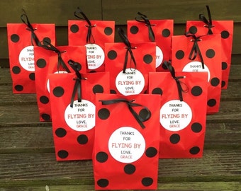 Personalized Ladybug Birthday Party Favor Bags, Ladybug Treat Bags, Ladybug Goody Bags, Ladybug Baby Shower Bags, Ladybug Party Supplies