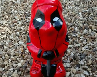 DEADPOOL Superhero custom unique hand painted garden gnome