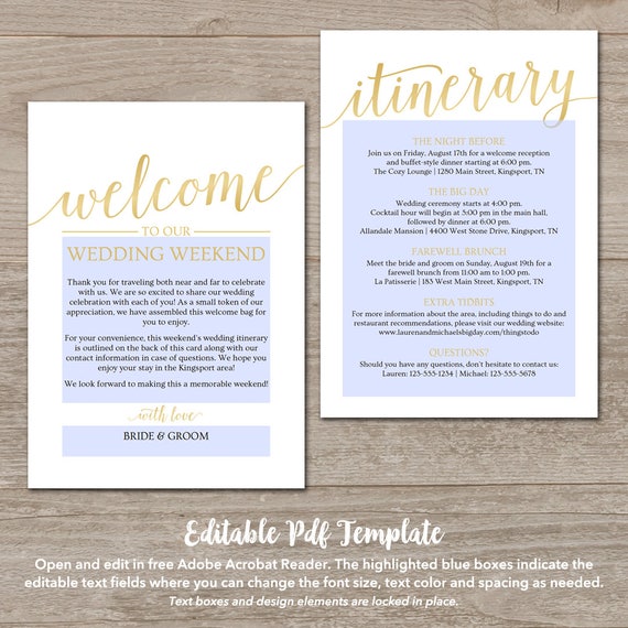 free wedding welcome letter template