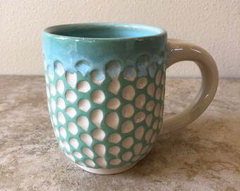 Sea Foam Green, Handmade Pottery and Ceramics, Wheel Thrown Mug