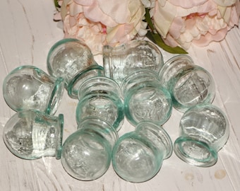 Fire cups vintage blue glass medical glass decorative jars body massage apothecary jars Chinese massage collectible glass Russian vintage