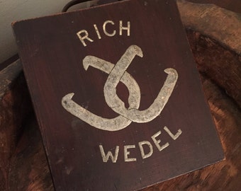 Vintage Personalized Handmade Wooden Horseshoe Carrying Case | Belleville Illinois