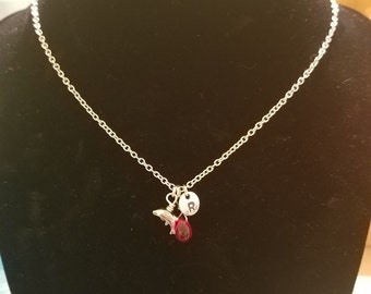 Birthstone July Ruby necklace dolphin Ruby July birthstone Ruby dolphin birthstone dolphin necklace Ruby birthstone necklace charm dolphin