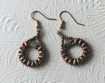 Beaded Dangling Hoop Earrings