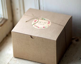 Kraft Gift Boxes- 6 x 6 x 4 inch-- Set of 5
