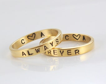 Always and Forever Rings- Personalized -Couples rings -Custom -Initials/ Date Rings- Engagement -Promise Rings