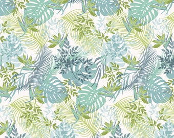 Green fabric Codajas and celadon, leaves, foliage, jungle, vegetation - 1/2 meter