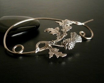 Scottish Thistle Brooch pin, Shawl Pin, Scarf Pin, Sweater Brooch, Knitting Accessories, Silver Wire pin