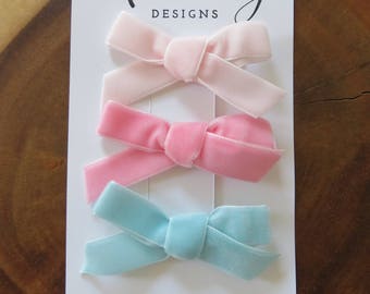 The "Pastels" Velvet Bow Set