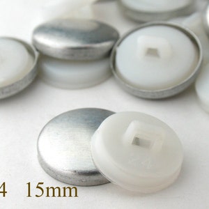CBT0615050) 50pcs 15 mm White Plastic Back Cover Button (5/8inch, Size 24)