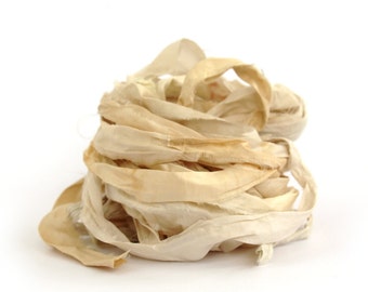 10metres recycled sari silk ribbon, undyed natural cream ecru, textile arts