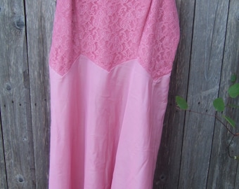 Re-purposed Full Slip, Pink, Lace Top