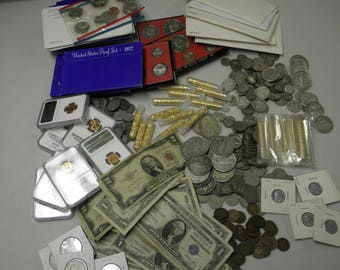 ESTATE Lot(16 items) U.S. Coins+Silver+Gold+Gem BU+Proof+Upto 115+ Y.O. +PCGS+Currency+ More #!30